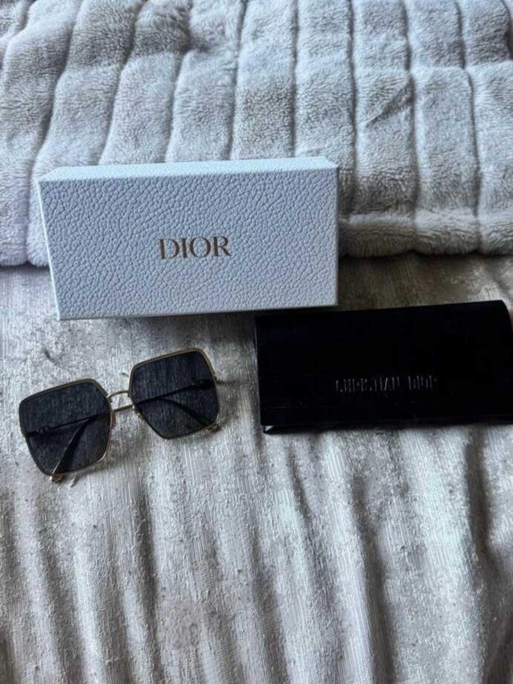 Dior Gold Metal Frame Sunglasses with Black Lenses
